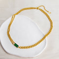 Damen Luxus Kette mit grünem Edelstein und hochwertiger Vergoldung Shop Nory