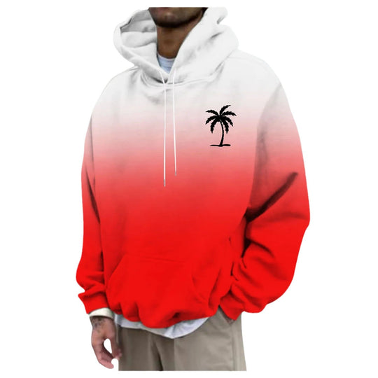 Unisex Trendiger Oversized Kapuzenpullover mit Farbverlauf und Palmenmotiv Shop Nory