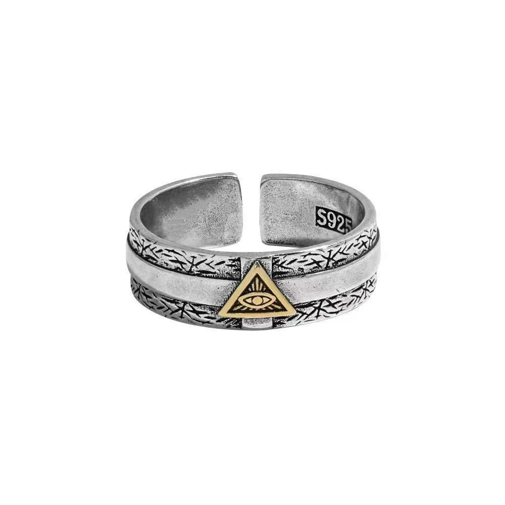 Damen Offener Ring mit kunstvollem Symbol-Design und eingravierter Struktur Shop Nory