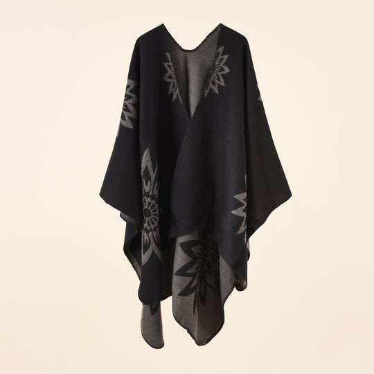 Damen Oversize‑Umhang im Wendefinish mit floraler Intarsienstickerei Shop Nory