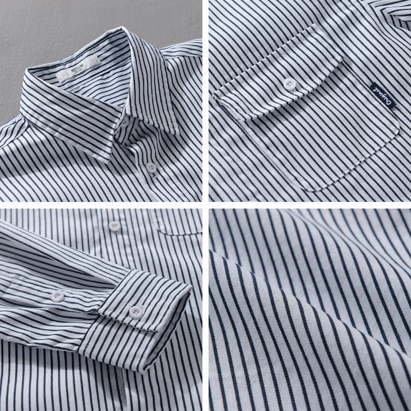 Herren Leichtes gestreiftes Hemdjacken-Overshirt aus Baumwoll-Leinenmix mit Brusttasche Shop Nory