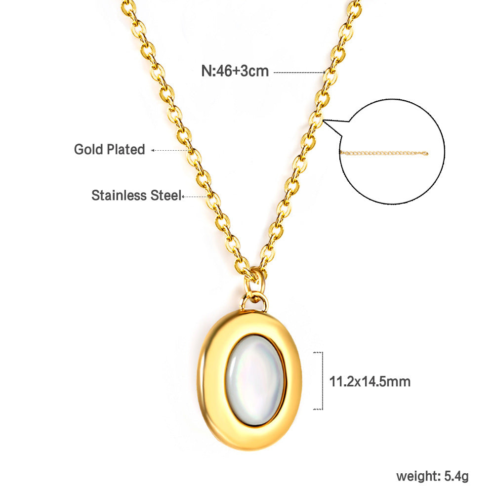 Damen Edelstahl-Halskette mit ovalem Anhänger aus hochwertigem Goldbeschichtung Shop Nory