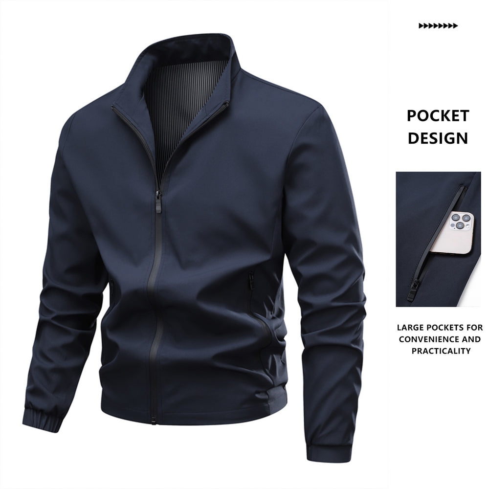 Herren Minimalistische Softshell-Bomberjacke mit Stehkragen, elastischen Bündchen & durchgehendem Reißverschluss Shop Nory