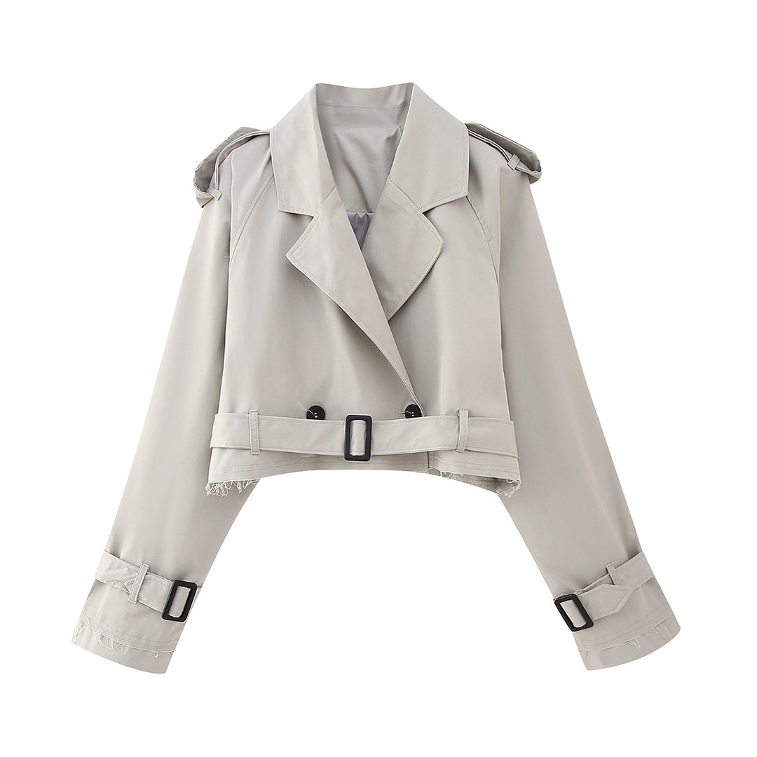 Damen Kurztrench mit Taillengürtel und Epauletten Shop Nory