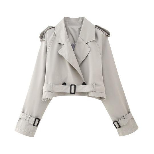 Damen Kurztrench mit Taillengürtel und Epauletten Shop Nory