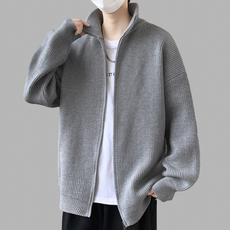 Herren Stylische Strickjacke mit hohem Kragen und Reißverschluss Shop Nory