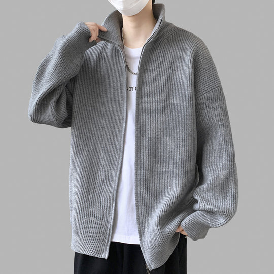 Herren Stylische Strickjacke mit hohem Kragen und Reißverschluss Shop Nory