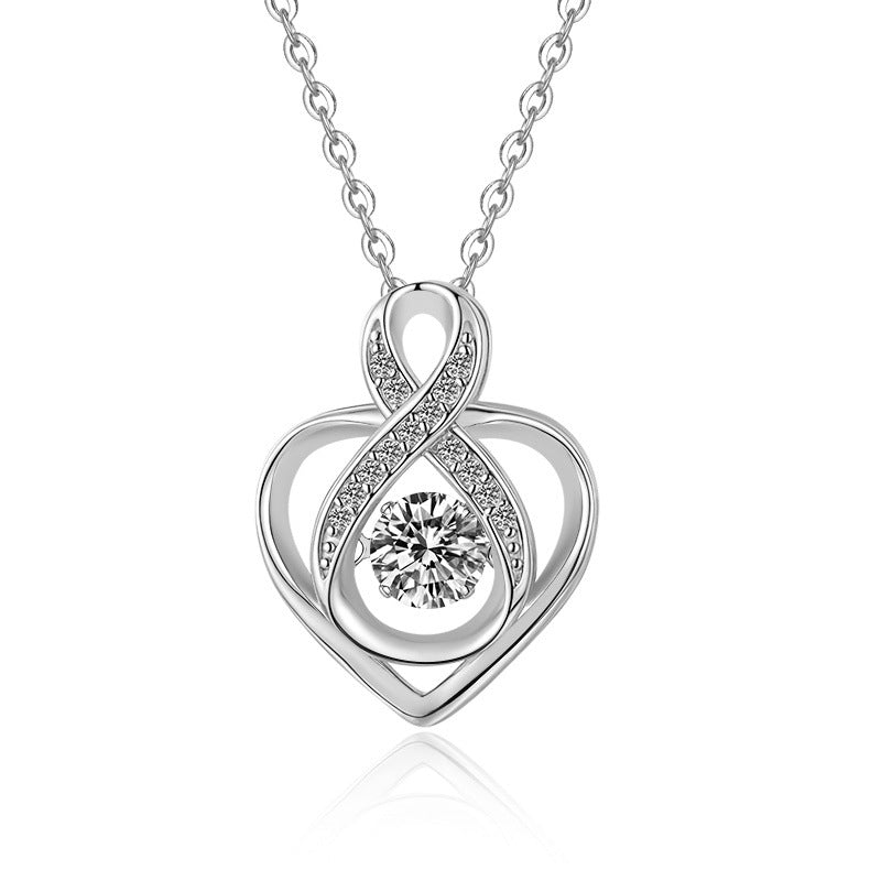 Damen elegante Halskette mit herzförmigem Anhänger und funkelnden Kristallen Shop Nory