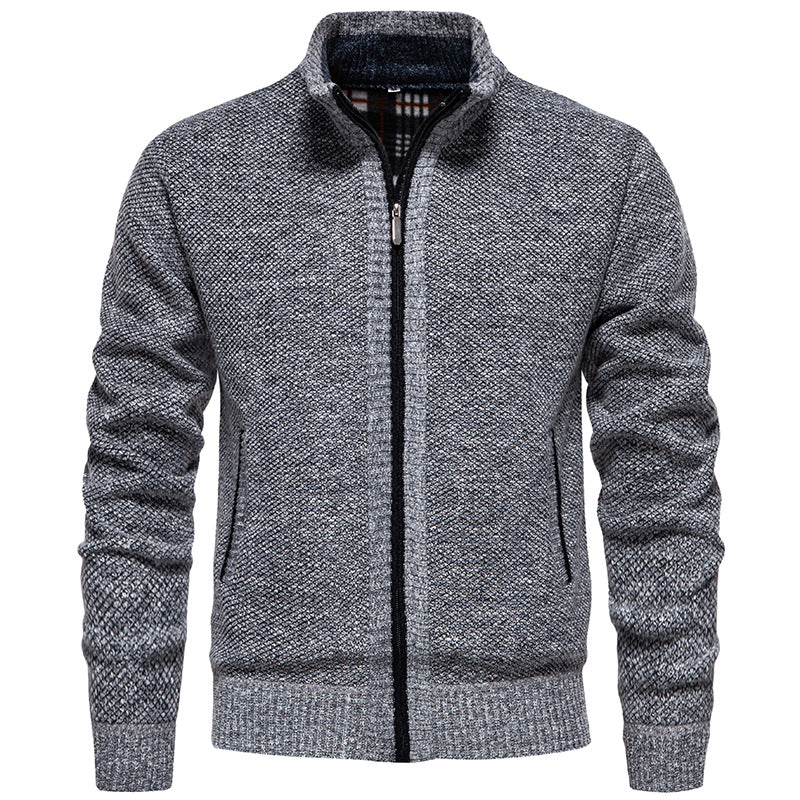 Herren Strickjacke mit hohem Kragen und praktischem Reißverschluss Shopnory