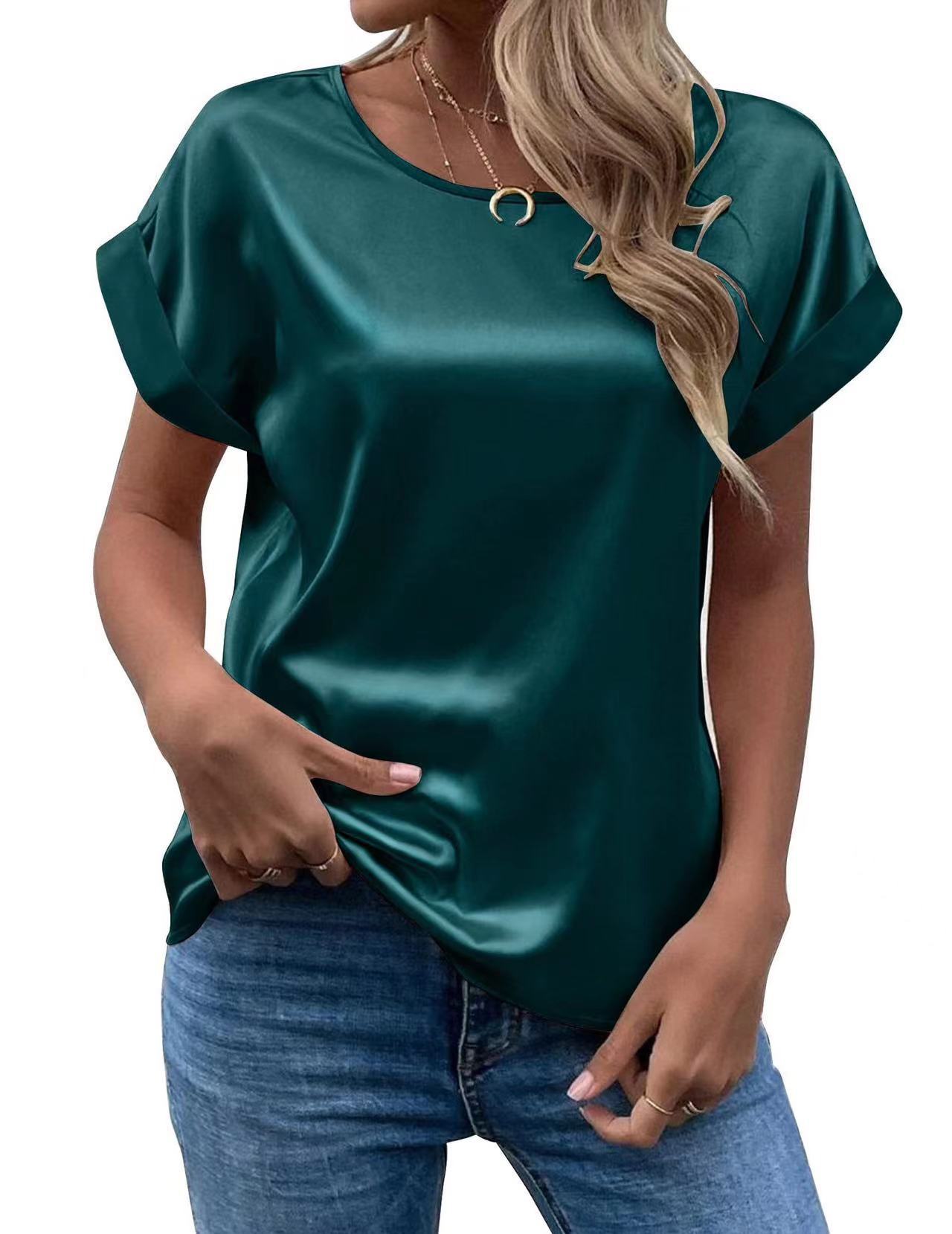 Damen Satin T-Shirt mit elegante Details