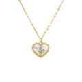Damen Halskette mit herzförmigem Anhänger und floralem Design Shop Nory