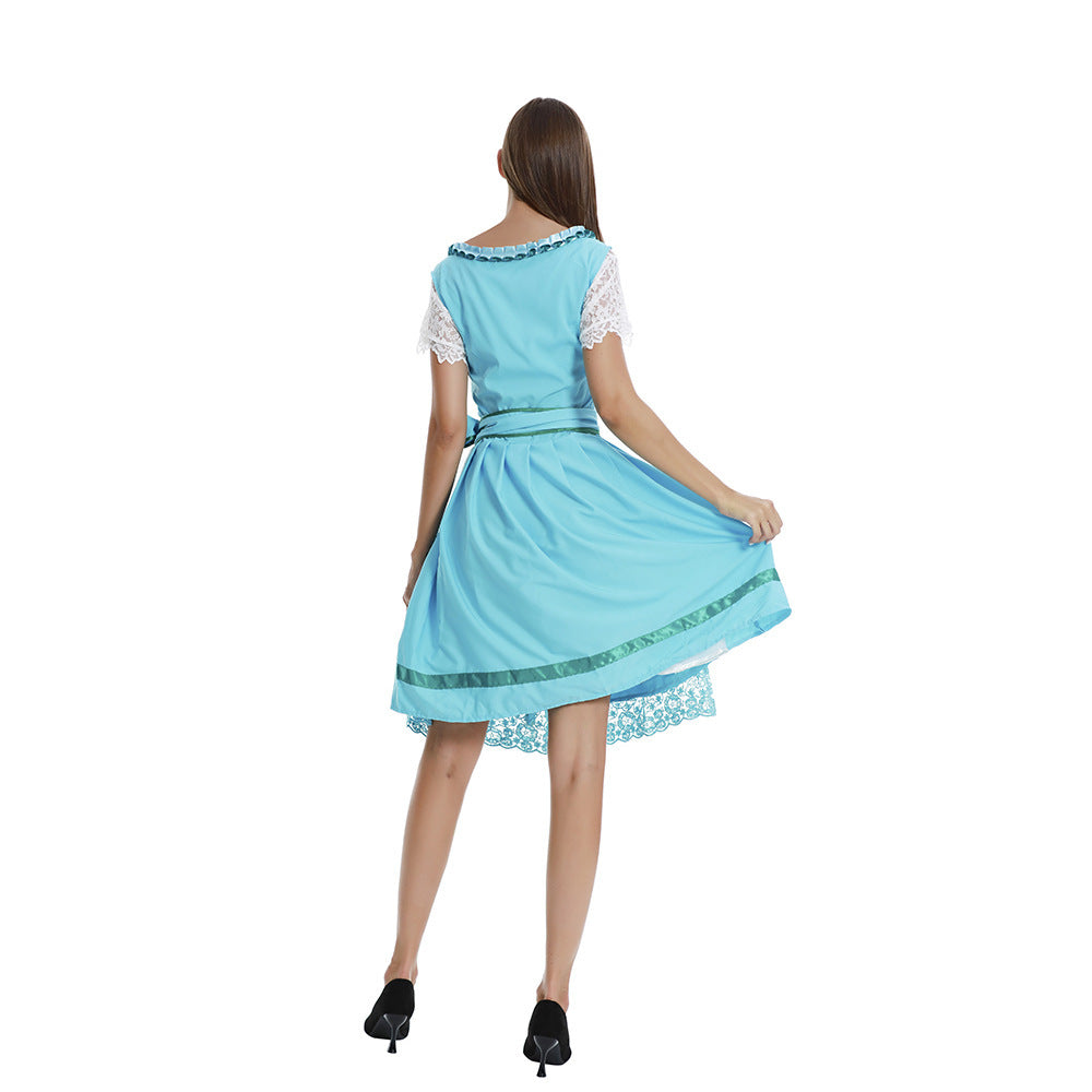 Damen nan romantisches Alpenkleid mit geschnürtem Mieder, Spitzeneinsatz und Taillenschärpe Shop Nory