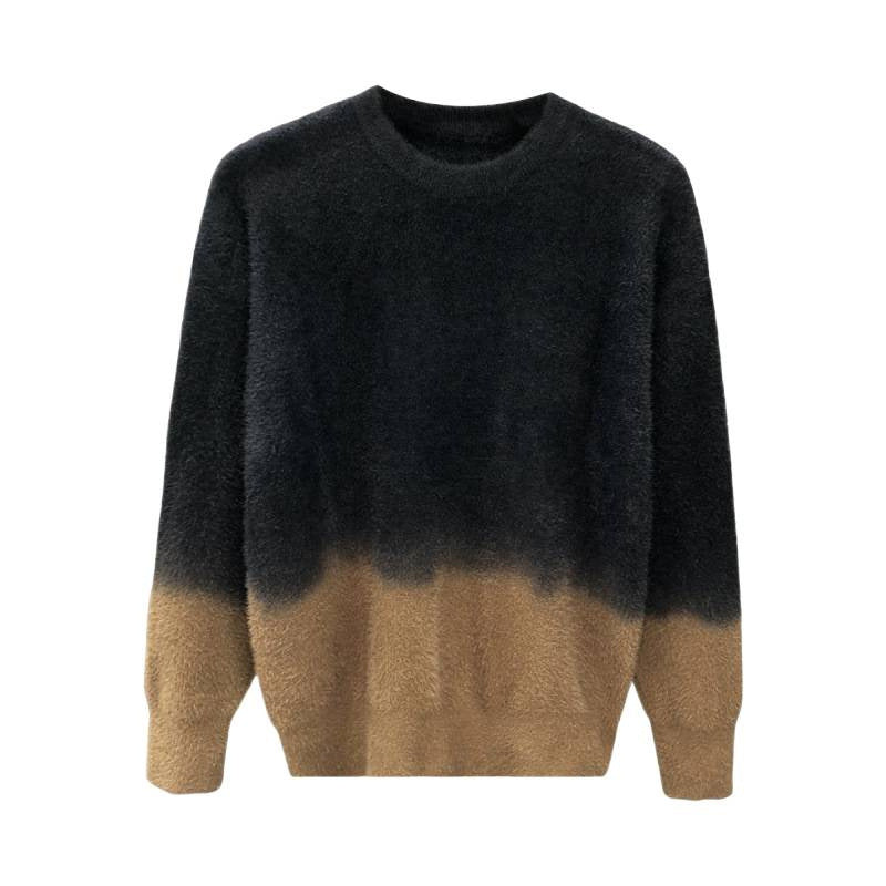 Herren Flauschiger Farbverlauf-Pullover aus Mohair-Mix mit Rundhals und geradem Schnitt Shop Nory