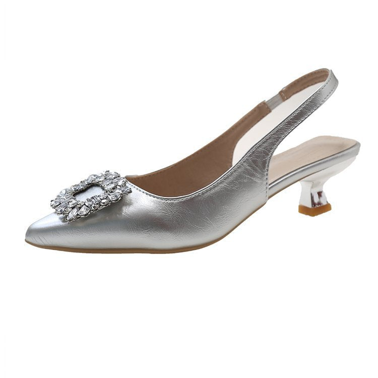 Damen Slingback Pumps mit Strassbesetztem Detail
