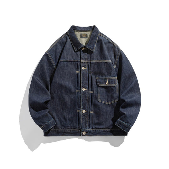 Unisex Weit geschnittener Denim-Worker-Blouson mit asymmetrischer Pattentasche Shop Nory