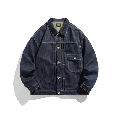 Unisex Weit geschnittener Denim-Worker-Blouson mit asymmetrischer Pattentasche Shop Nory