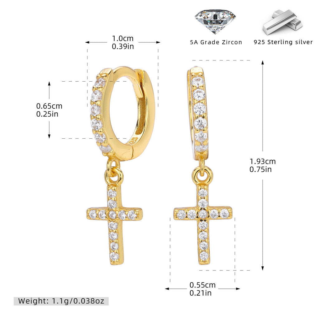 Damen Ohrhänger mit funkelndem Kreuzanhänger aus hochwertigem 925 Sterling Silber Shop Nory