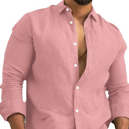 Herren elegantes Leinenhemd mit moderner Knopfleiste