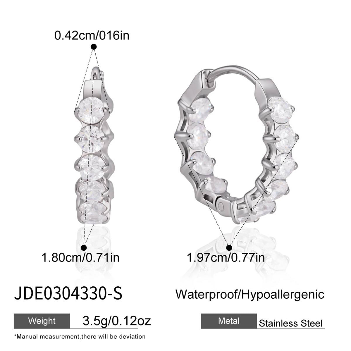Damen Creolen mit funkelnden Zirkonia und hypoallergenem Edelstahl Shop Nory