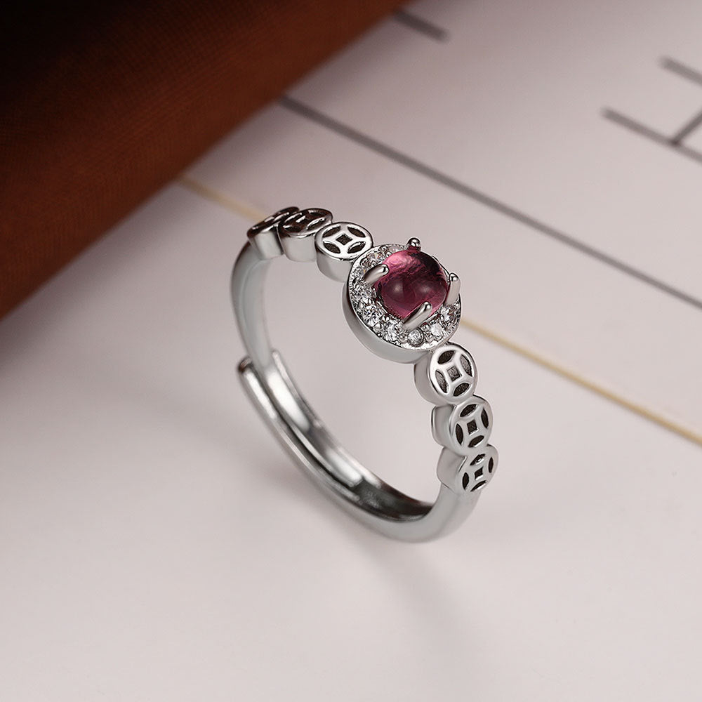 Damenring mit funkelndem Edelstein und elegantem Reliefdesign Shop Nory