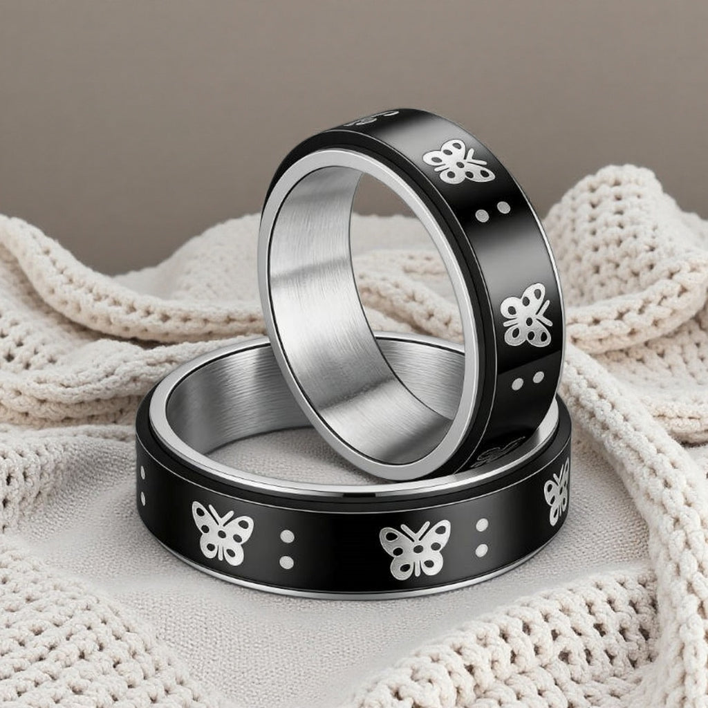 Damen Ring mit kunstvollem Schmetterlingsdesign aus Edelstahl Shop Nory