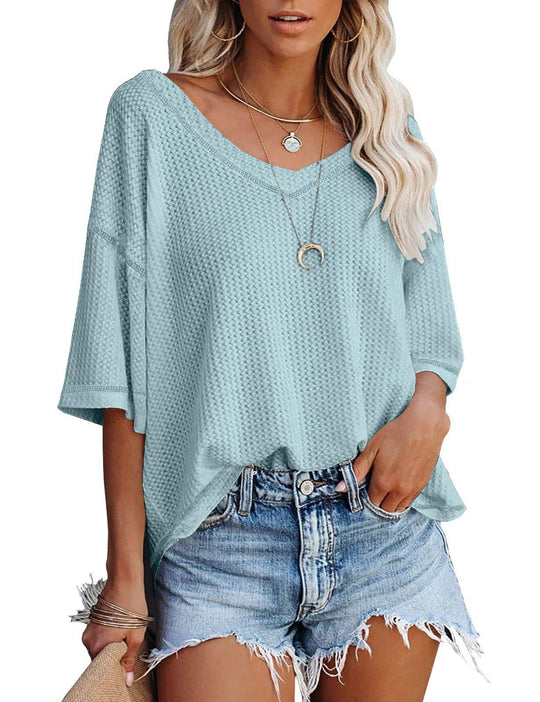 Damen lässiges Oversized-Oberteil mit strukturiertem WShopnorymuster
