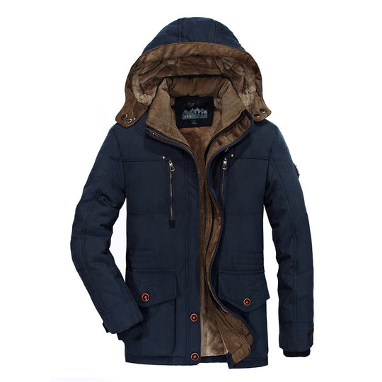 Herren Winterparka mit Teddyfutter, Kapuze und wasserabweisender Canvas-Außenschicht Shop Nory