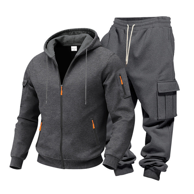 Herren Funktionales Cargo-Sweatset mit Kapuzenjacke und Mehrfachtaschen-Jogger Shop Nory