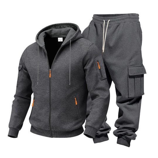 Herren Funktionales Cargo-Sweatset mit Kapuzenjacke und Mehrfachtaschen-Jogger Shop Nory