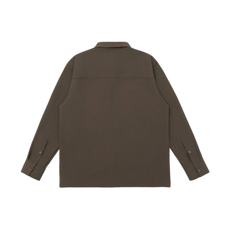 Unisex Boxy-Hemdjacke mit Reißverschluss-Brusttasche und verdeckter Druckknopfleiste Shop Nory