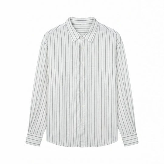 Unisex Langes Relaxed-Fit Streifenhemd mit Kentkragen und abgerundetem Saum Shop Nory
