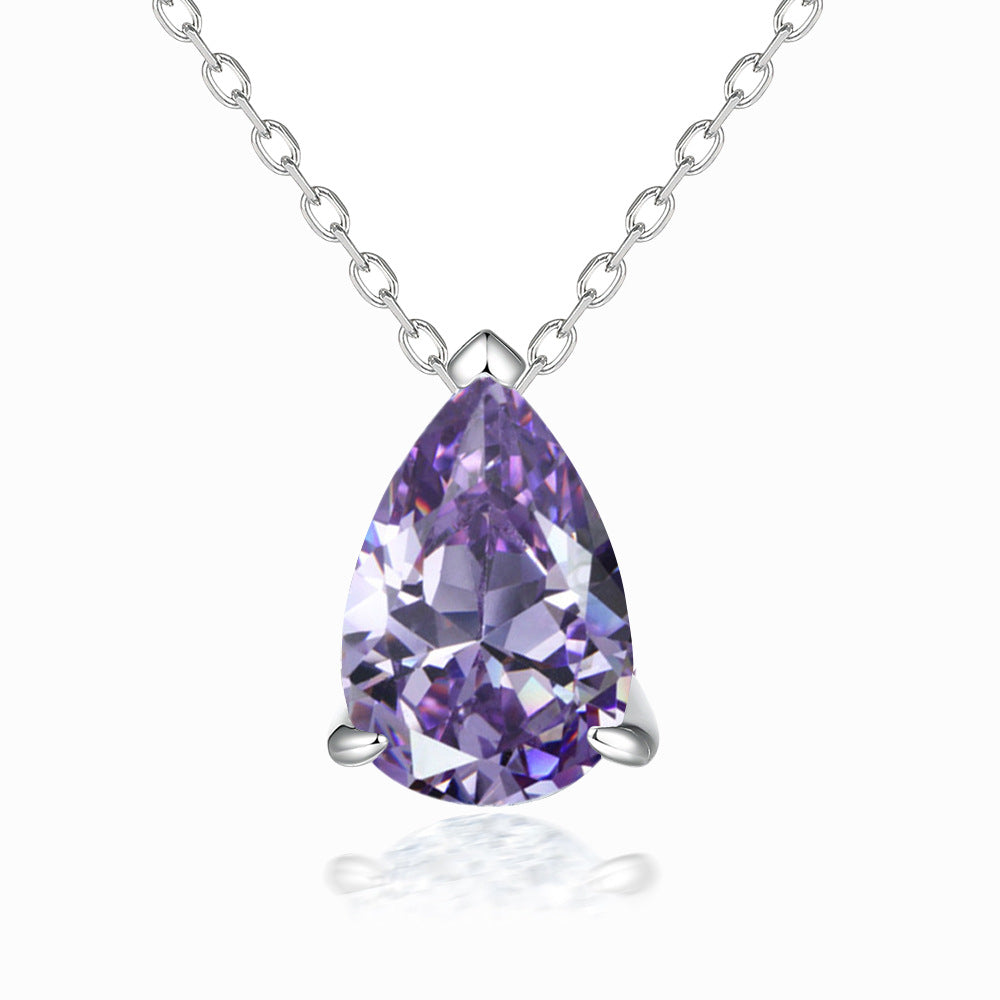 Damen Halskette mit tropfenförmigem Aquamarin-Anhänger und feinem Silberketten-Design Shop Nory