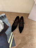 Damen elegante Schnürpumps mit modischem Riemen und spitzem Fußteil