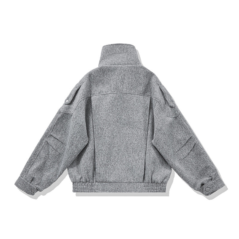 Damen Kurz geschnittene Wollmix-Bikerjacke mit asymmetrischer Front und Taillengürtel Shop Nory