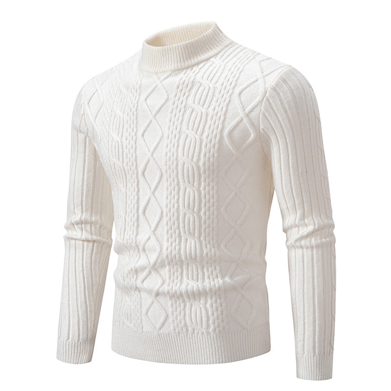 Herren Strukturierter Mockneck-Zopfstrickpullover Shop Nory