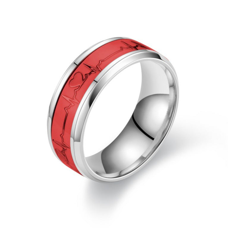 Herren Ring mit kunstvollem Herzschlag-Design und eleganter Edelstahl-Oberfläche Shop Nory