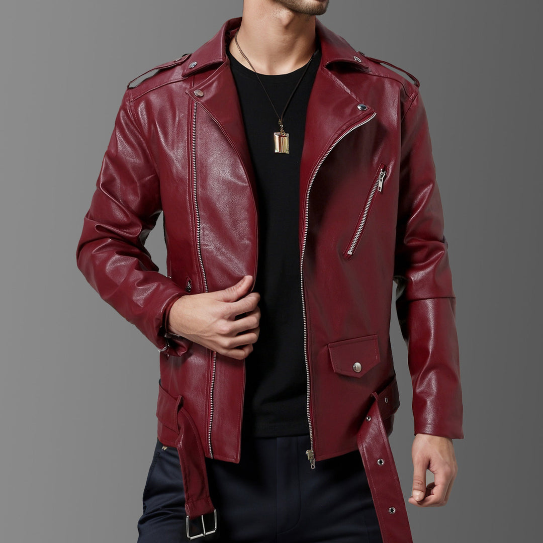 Herren stilvolle Bikerjacke aus hochwertigem Echt Shopnory