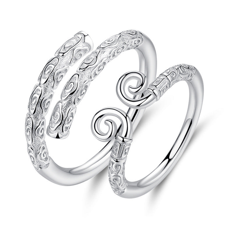 Damen Offener Ring mit kunstvollem Spiral- und Reliefdesign Shop Nory
