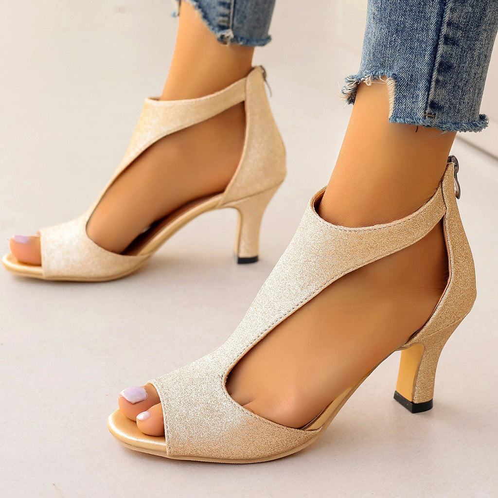 Damen Elegante High Heel Sandalen mit transparenten Einsätzen