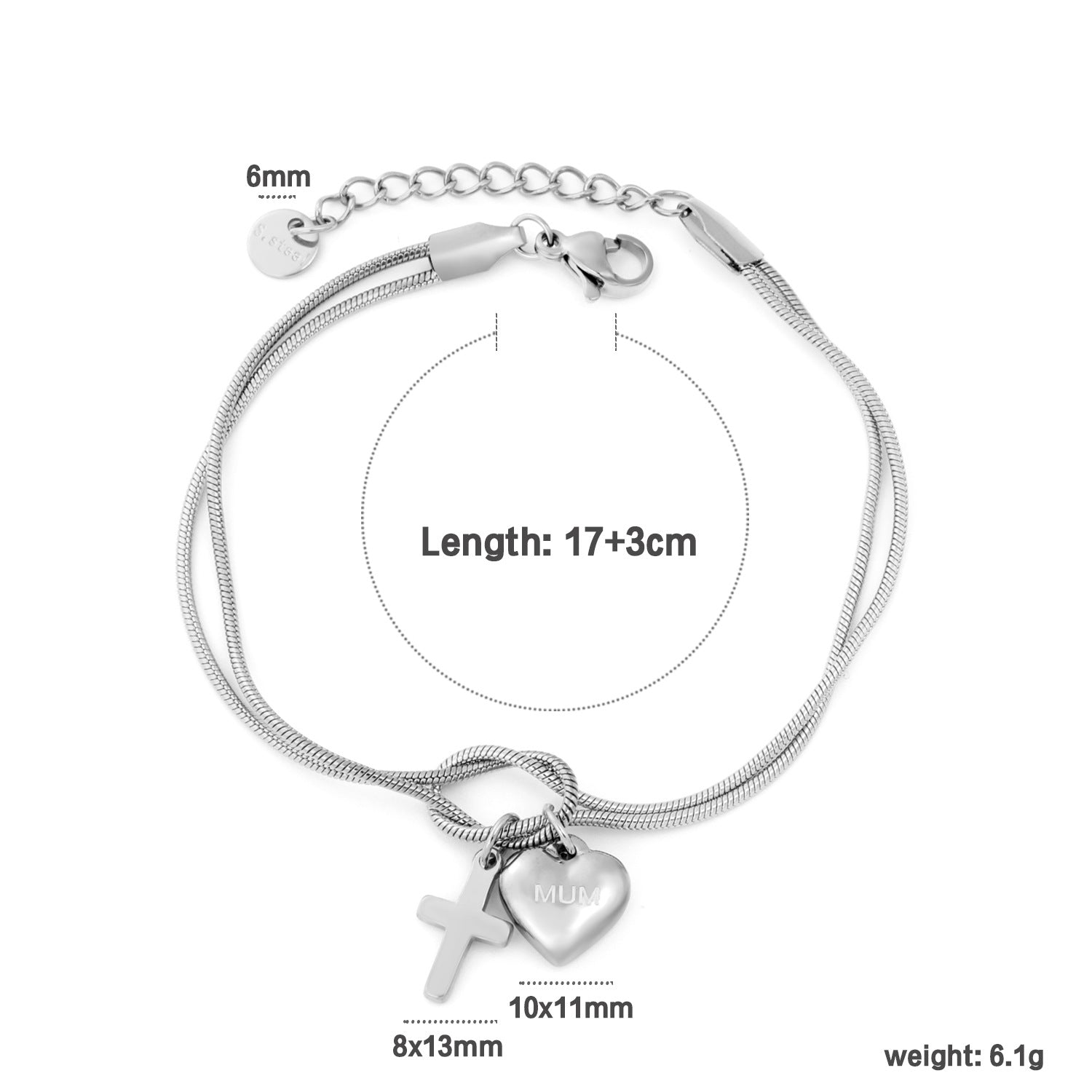 Damen Armband mit gravierten Anhängern und verstellbarem Verschluss Shop Nory