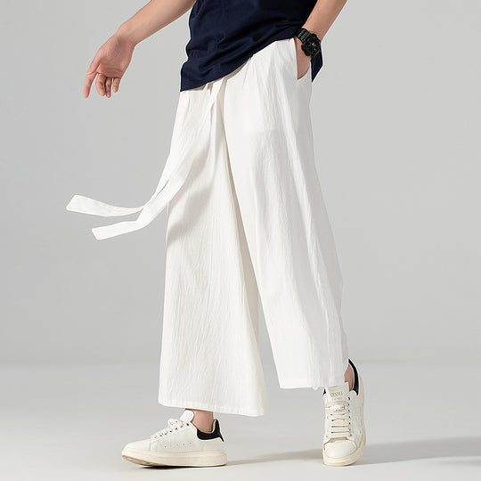 Damen Culotte-Style Hosenrock mit weitem Bein und Bindegürtel Shop Nory