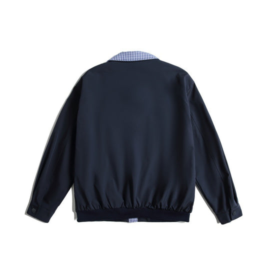 Herren Leichte Harrington-Bomberjacke mit Karierter Hemdkragen und Pattentaschen Shop Nory