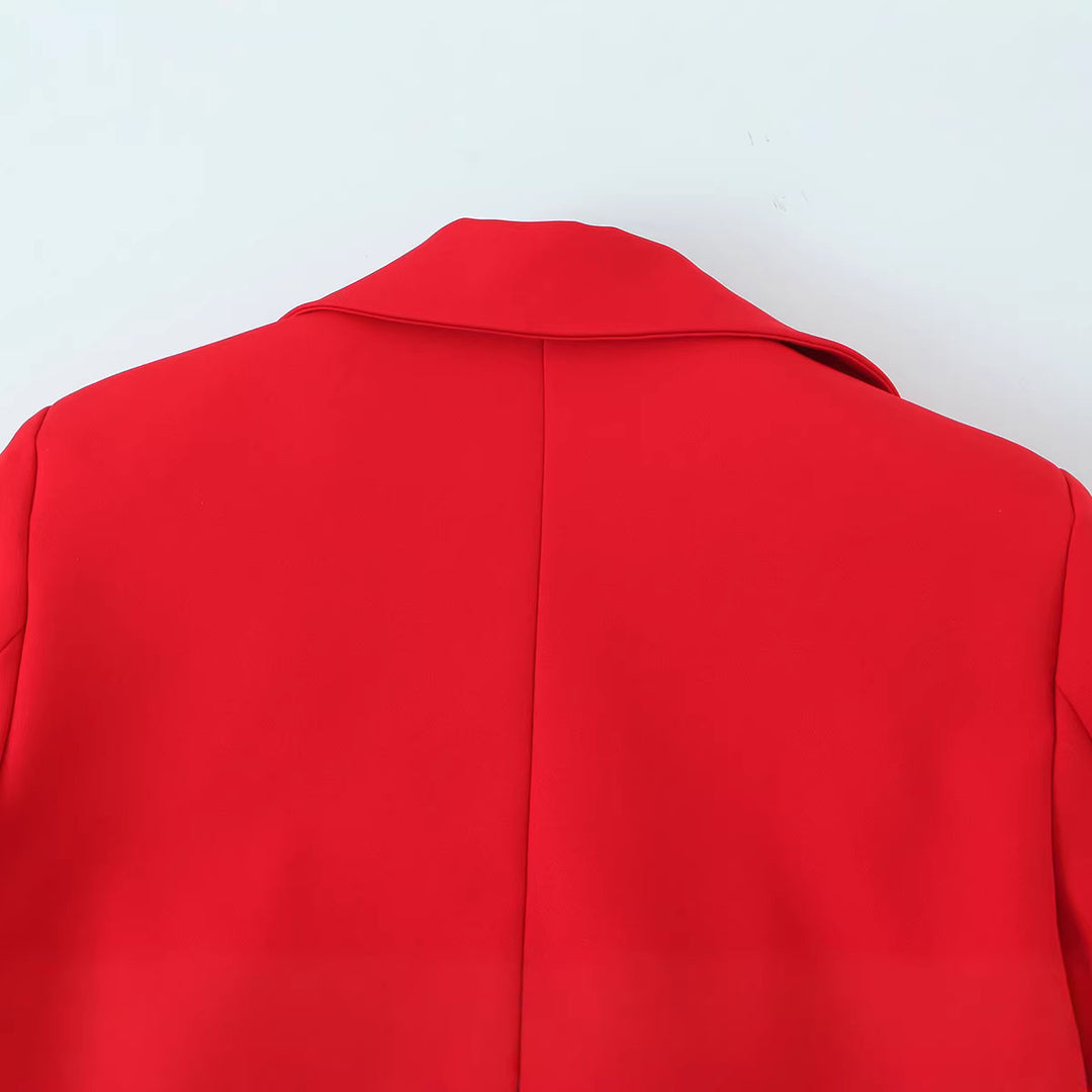 Damen Zweireihiger Blazer mit Herz‑Metalldetails und Pattentaschen Shop Nory