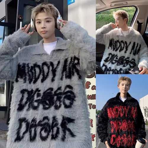 Damen Modischer Pullover mit einzigartigem Schriftzug Shop Nory