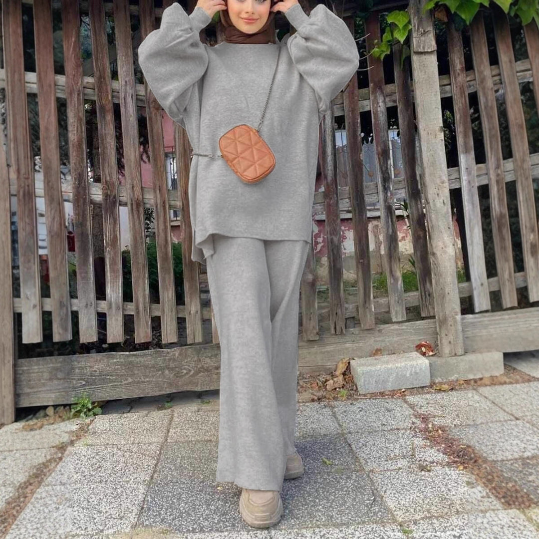 Damen Oversize-Strickset mit Ballonärmeln & weitem Palazzo-Hosenbein Shop Nory