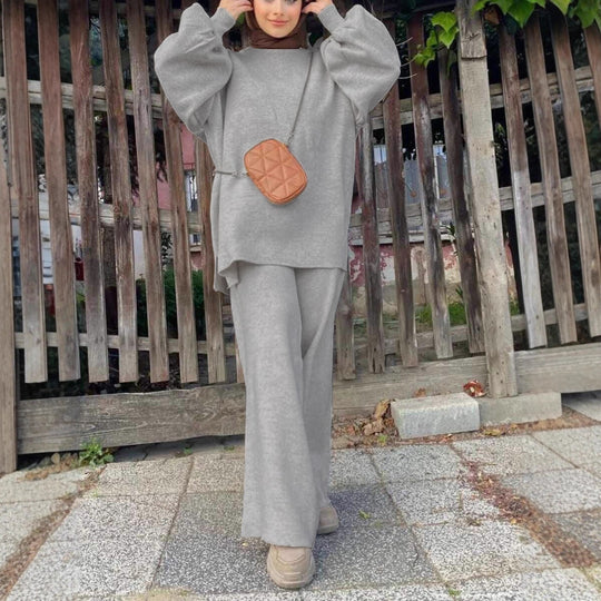 Damen Oversize-Strickset mit Ballonärmeln & weitem Palazzo-Hosenbein Shop Nory
