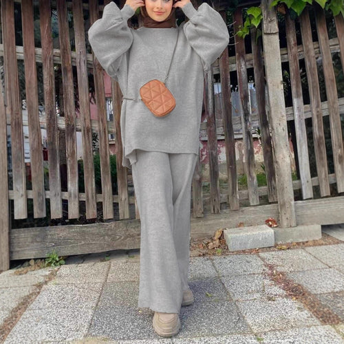 Damen Oversize-Strickset mit Ballonärmeln & weitem Palazzo-Hosenbein Shop Nory