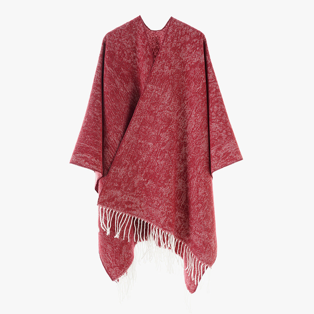 Damen Oversized Strickponcho mit Fransensaum Shop Nory
