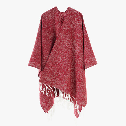 Damen Oversized Strickponcho mit Fransensaum Shop Nory