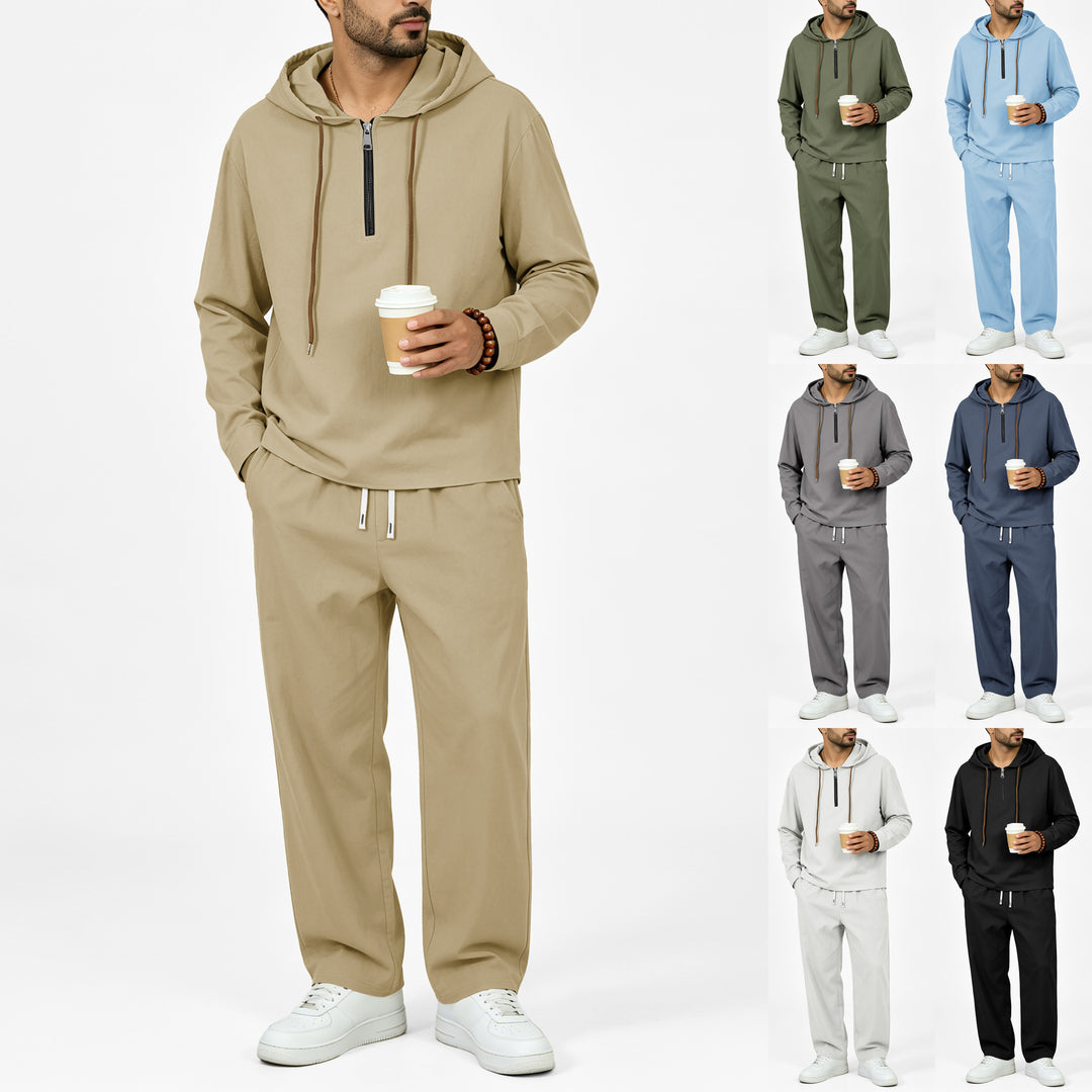 Herren Leichter Halbzip-Kapuzenpullover im Relaxed-Fit mit Kordelzug Shop Nory